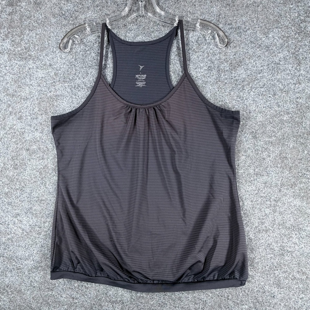 Old Navy By Active Athletic Tank Womens L Charcoal Gray Pinstripe Gym Training